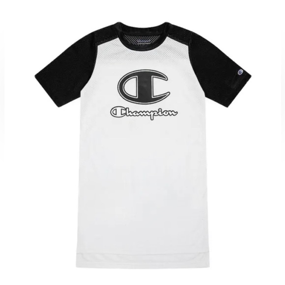 Champion Other - NWT Girls Size Large Champion Mesh Dress In White & Black Sporty Jersey Dress
